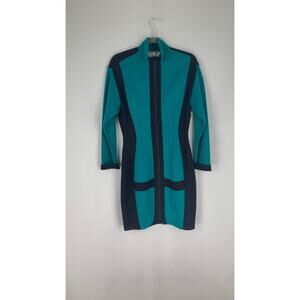 Ann Tjian For Kenar 2 Vintage Zip Up Wool Blend Knit Dress Womens Small